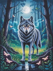 Mystic Guardian: Spirit Wolf Moonlit Forest