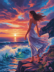Sunset Serenity: Ocean Breeze Portrait