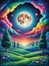 Cosmic Moonscape: Surreal Night Garden