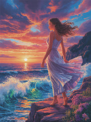 Sunset Serenity: Ocean Breeze Portrait