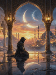 Desert Devotion: Ethereal Twilight Temple Portrait