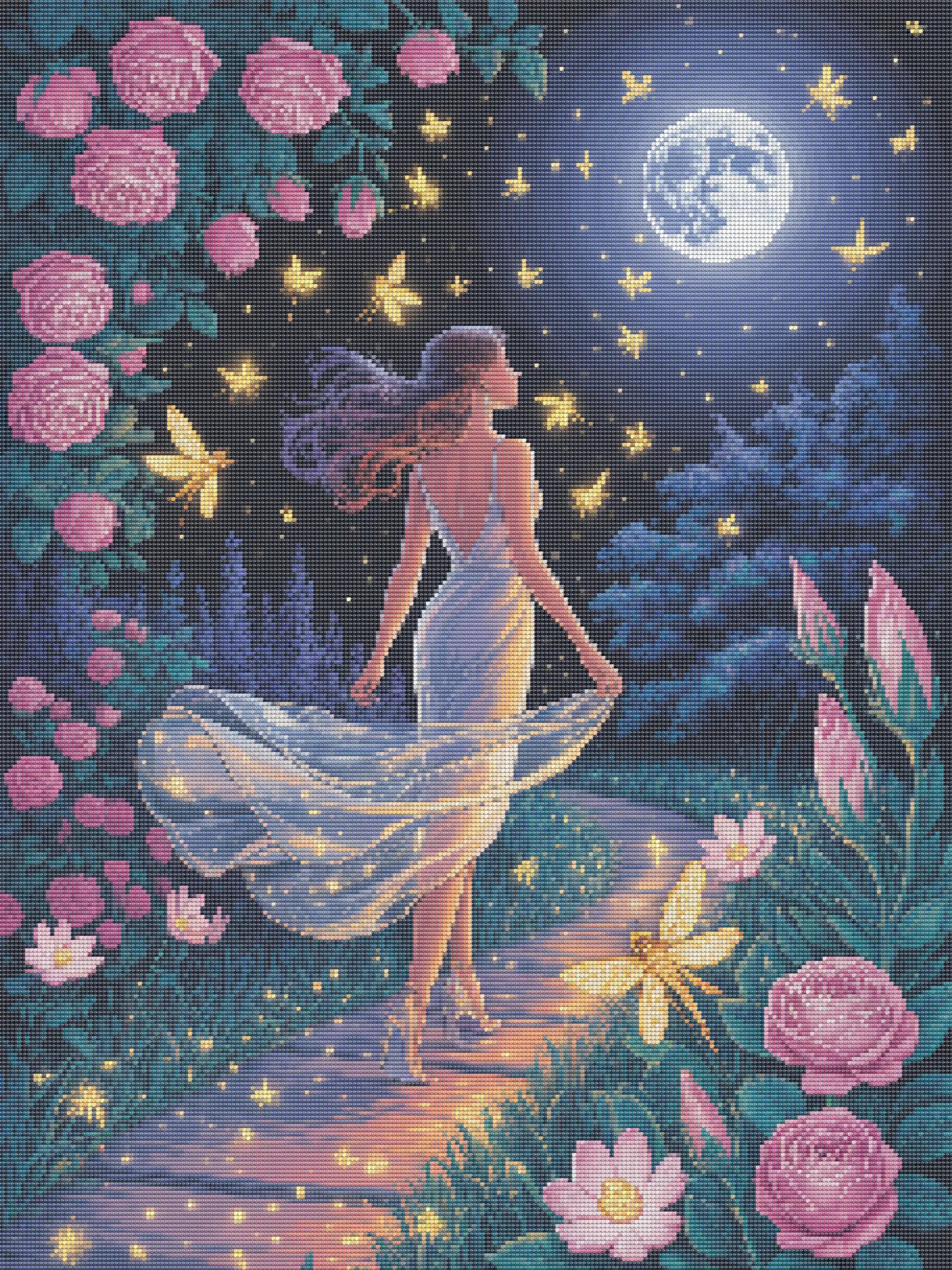 Moonlight Stroll: Floral Dream Portrait