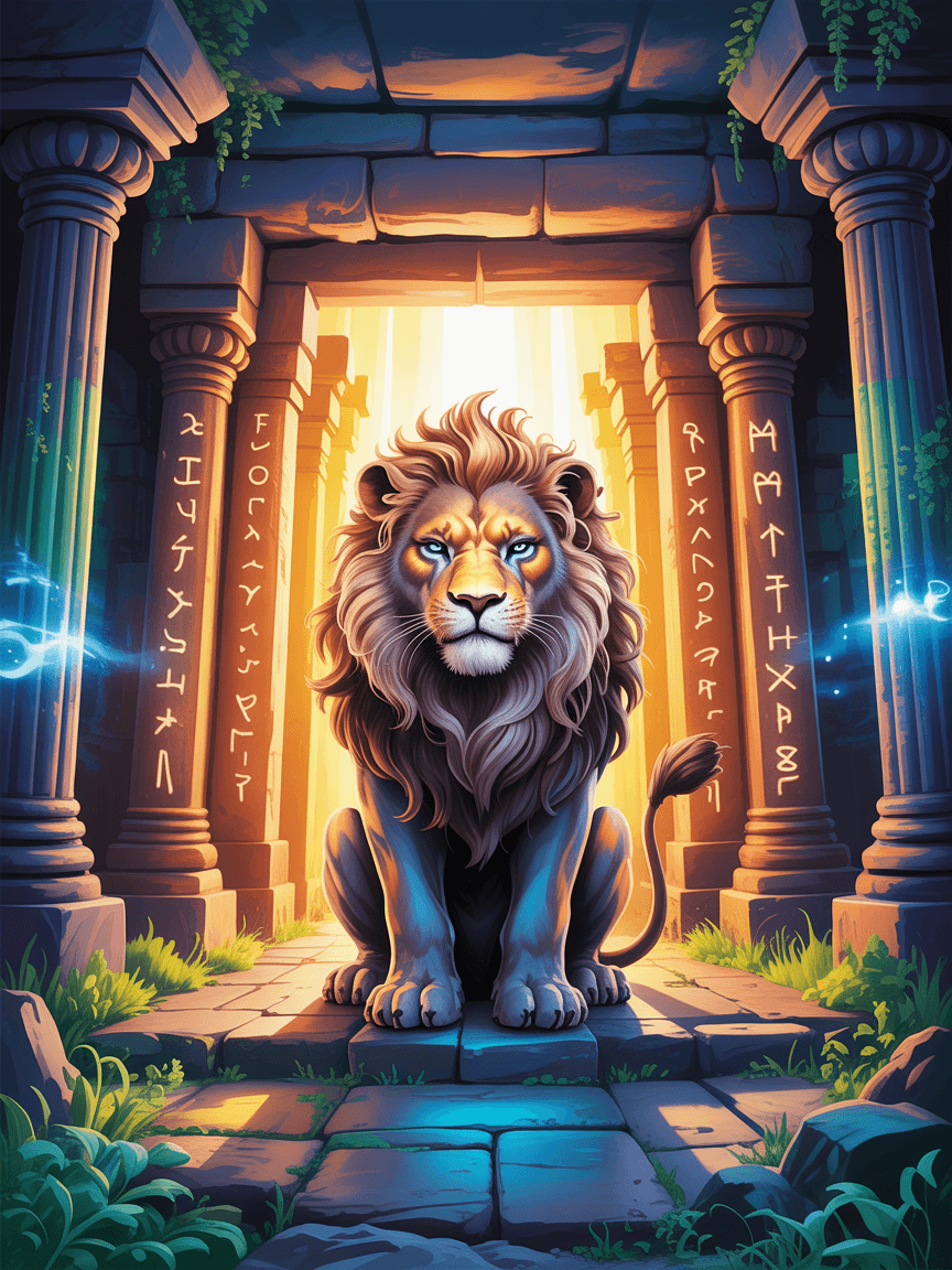 Ancient Spirit Lion: Temple Guardian of Wisdom