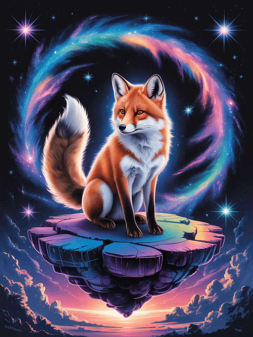 Cosmic Fox: Nebula Spirit Floating Island