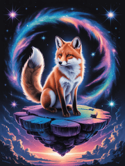 Cosmic Fox: Nebula Spirit Floating Island