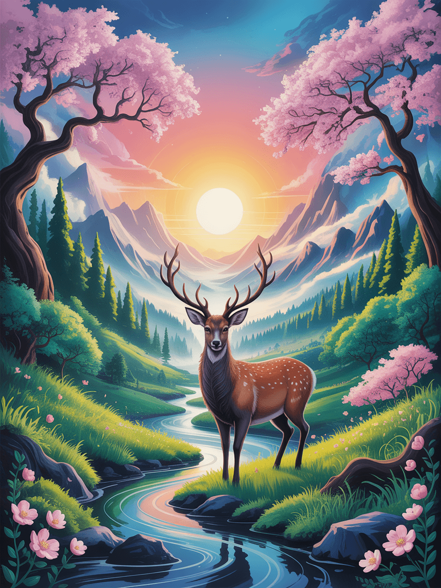 Eternal Grace: Sacred Deer Sakura Valley